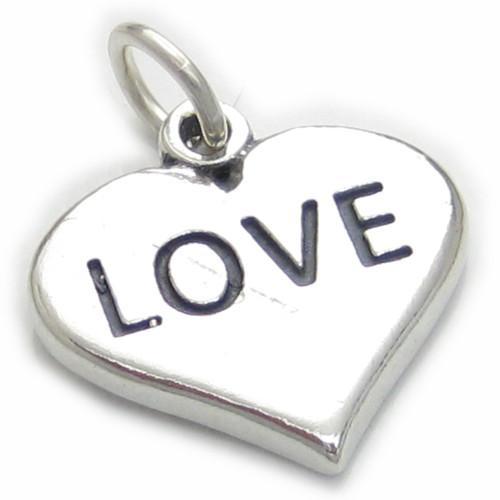 Love Heart sterling silver charm .925 x 1 Loving Caring Hearts charms