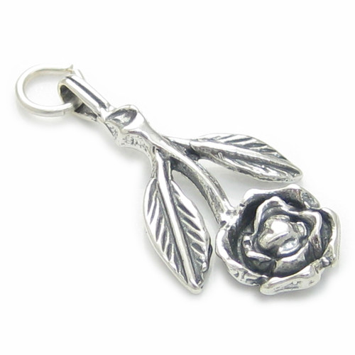 Rose sterling silver charm .925 Roses Flower Flowers Plants charms A1