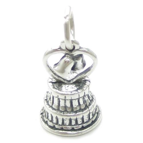 Wedding Cake sterling silver charm .925 x 1 Marriage Married charms