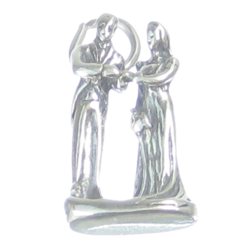 Bride and Groom sterling silver charm .925 x 1 wedding couple charms