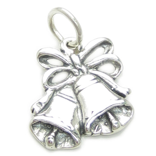 Bells sterling silver 2D charm .925 x 1 Wedding Bell charms