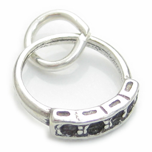 Ring sterling silver charm .925 x 1 Engagement Wedding Eternity Rings