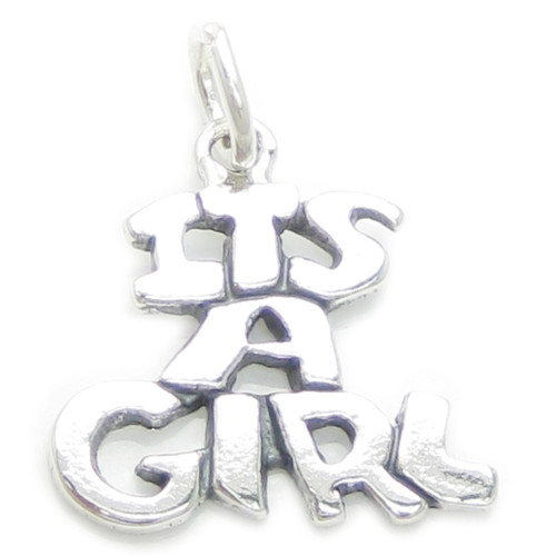 Its a girl sterling silver charm .925 x 1 baby babies newborn charms