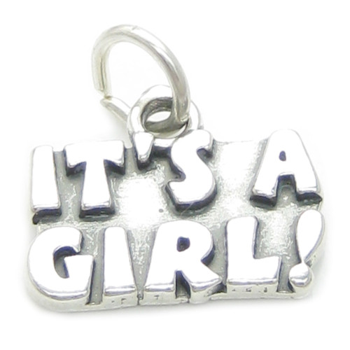 Its a Girl sterling silver charm .925 x 1 New Born baby charms