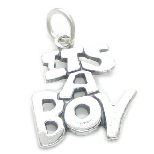Its a boy sterling silver charm .925 x 1 baby babies newborn charms