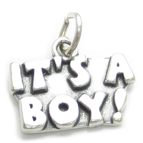 Its a Boy sterling silver charm .925 x 1 New Born babies charms