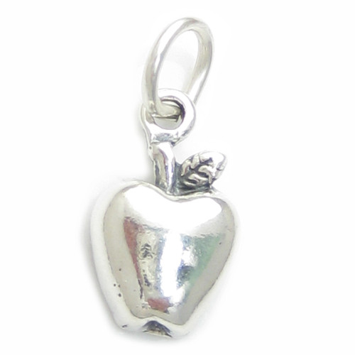 Apple 2D sterling silver charm .925 x 1 Apples Fruit Fruits Pomme charms