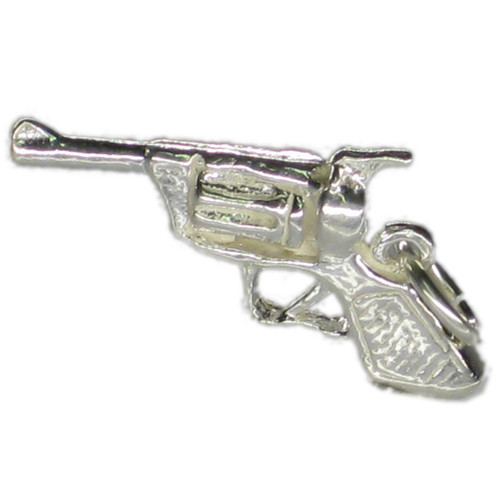 Revolver - Gun - Pistol sterling silver charm .925 x 1 Weapons charms