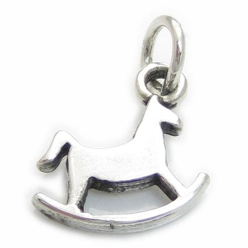 Rocking Horse flat sterling silver charm .925 x 1 Childrens toys charms