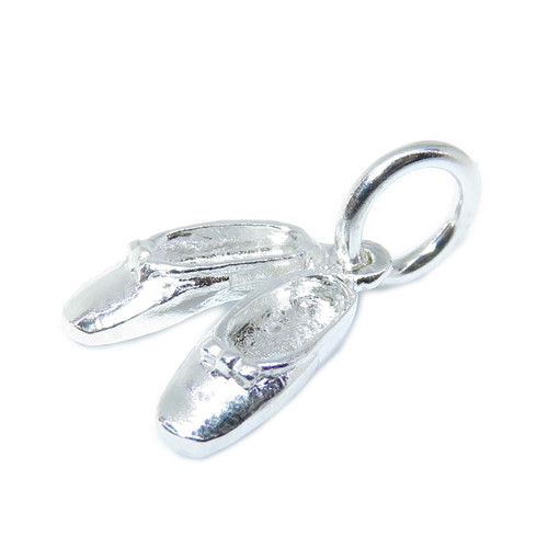 Ballet shoes sterling silver charm .925 x 1 Ballerina shoe charms A1