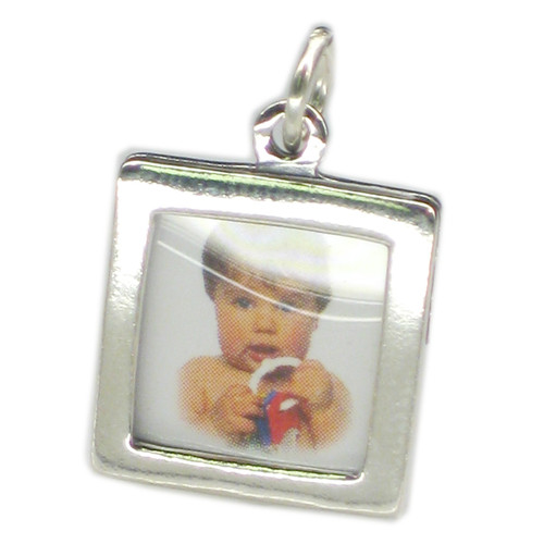 Double sided plain photo sterling silver charm pendant .925 x 1 Photos