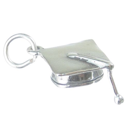 Mortarboard Cap Graduation Hat sterlng silver charm .925 x1 Graduate hats