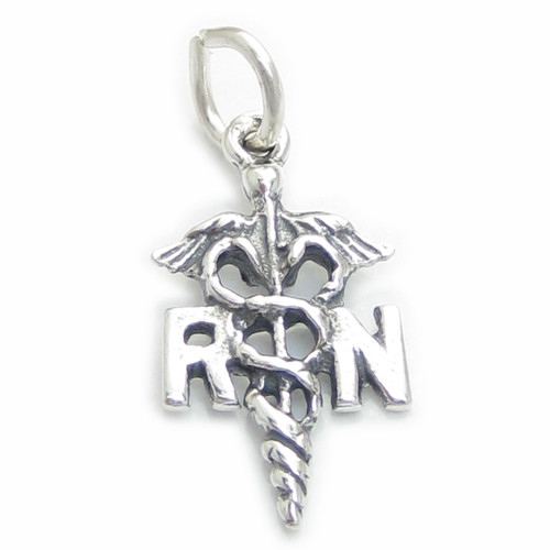 RN registered nurse sterling silver charm .925 x 1 Nursing Medical charms