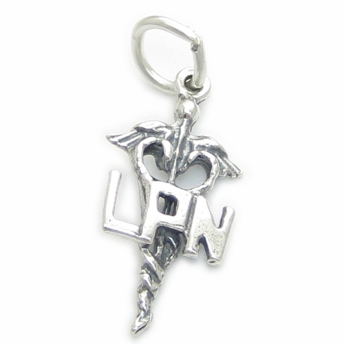 LPN licensed practical nurse sterling silver charm .925 x 1 nurses charms
