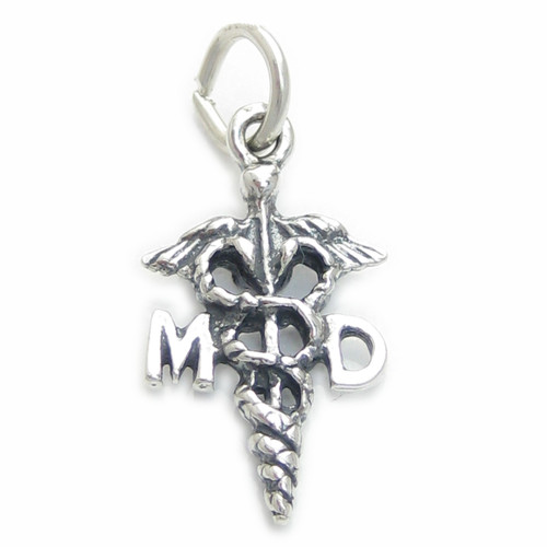 MD Doctor of Medicine sterling silver charm .925 x 1 Doctors charms