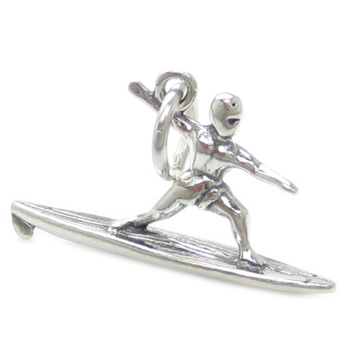 Surfer sterling silver charm .925 x 1 Surfing surf charms