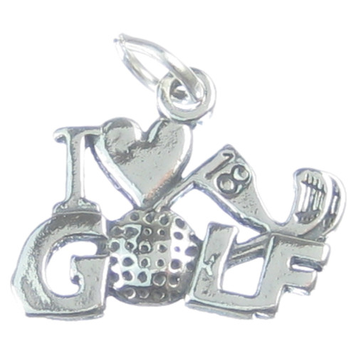 I Love Golf sterling silver charm .925 x 1 Golfing Golfer charms