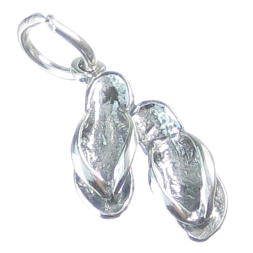 Flip Flops sterling silver charm .925 x 1 Sandals Shoes Footwear charms
