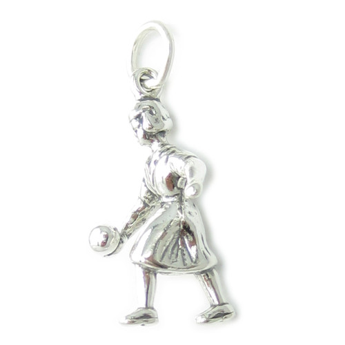 Lady Bowler sterling silver charm .925 Bowls Bowling Bowl charms