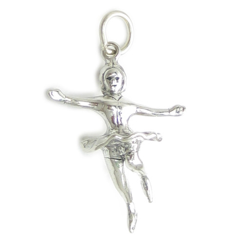 Ice Skater sterling silver charm .925 x 1 Skating Skater charms