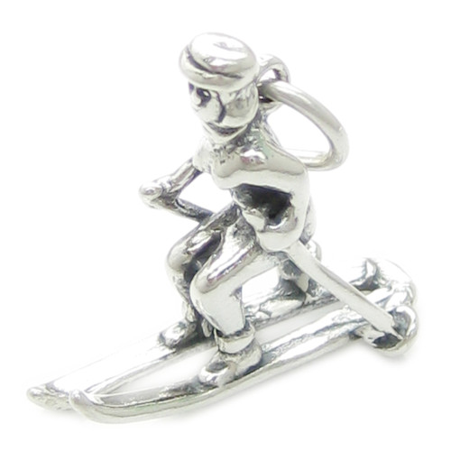 Skier sterling silver charm .925 x 1 Skiers Skiing charms