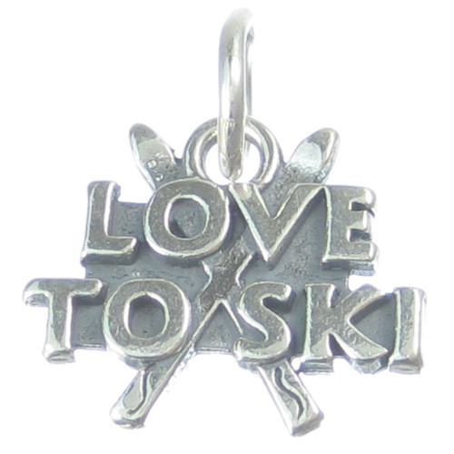 Love to Ski sterling silver charm .925 x 1 Skiing Skier charms