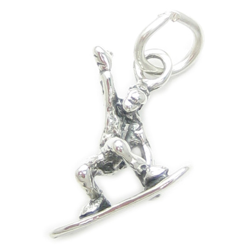 Snowboarder sterling silver charm .925 x 1 Snowboarding Snow charms