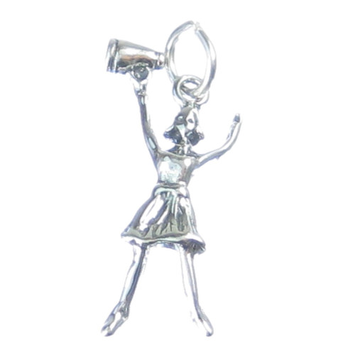 Cheerleader sterling silver charm .925 x 1 Dancer Cheerleaders charms