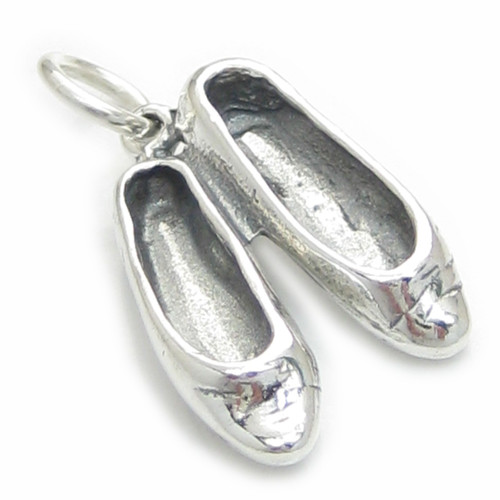 Ballet Shoes sterling silver charm .925 x 1 Ballerina shoe charms -A89
