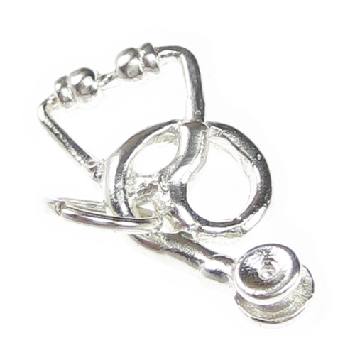 Stethoscope small sterling silver charm .925 x 1 Medical Stethoscopes