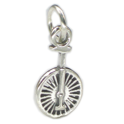 Unicycle sterling silver charm .925 x 1 One wheeled bike cycle charms