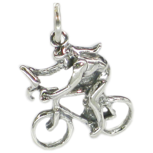 Female Lady Bike Rider .925 x 1 Womens Bikes Racing Bicycle charms