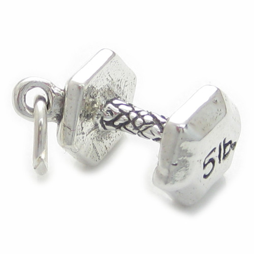 Dumbbell sterling silver charm .925 x 1 Bar Bell Weight Weights charms
