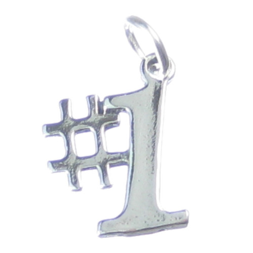 Number One sterling silver charm .925 x 1 Winners Winner Win charms