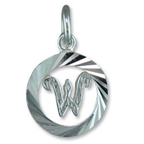 Letter W Initial .925 silver charm pendant initials charms Range10
