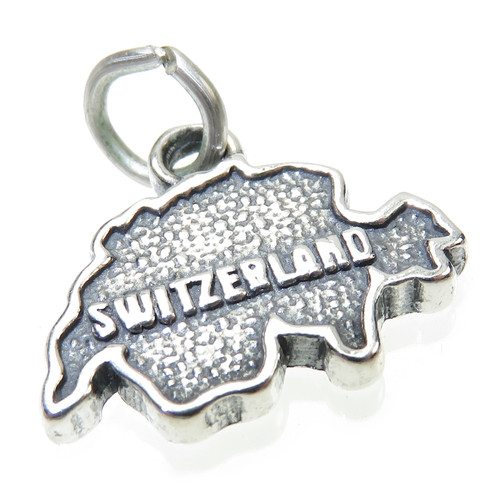 Switzerland map sterling silver charm .925 x 1 Swiss Country charms