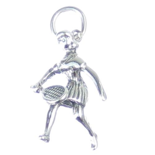 Female tennis player sterling silver charm .925 x 1 Lady sports charms