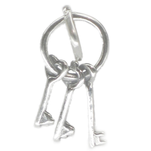 Keys on ring TINY sterling silver charm .925 x 1 Police Prison charms