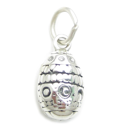 Easter egg sterling silver charm .925 x 1 Eastr Easta Eggs charms