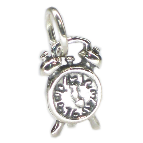 Alarm clock sterling silver charm .925 x 1 Clocks charms
