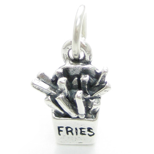French Fries Chips sterling silver charm .925 x 1 fast food charms