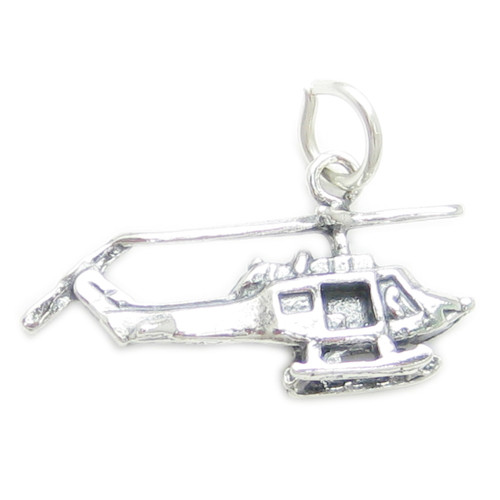 Helicopter 2D sterling silver charm .925 x 1 Chopper Helicopters charms
