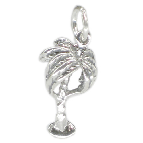 Palm tree sterling silver charm .925 x 1 Holiday Palms and Trees charms