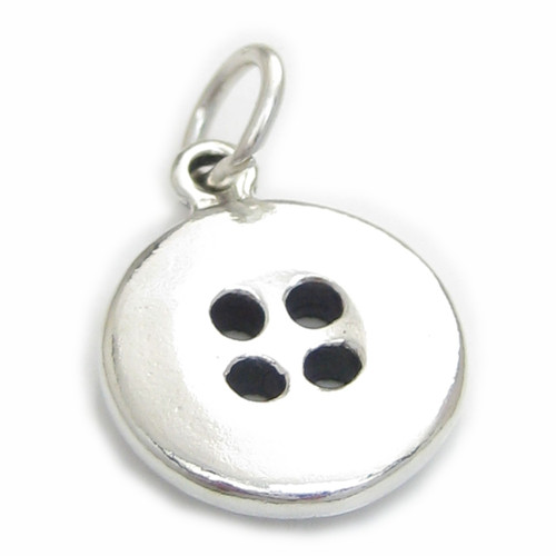 Button sterling silver charm .925 x 1 Clothing Buttons charms