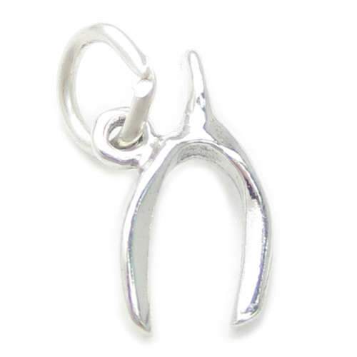 Wishbone SMALL sterling silver charm .925 x 1 Lucky Wish Bone Wishbones