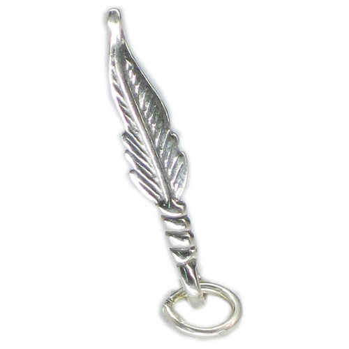 Feather sterling silver charm .925 x 1 Birds Bird Feather charms