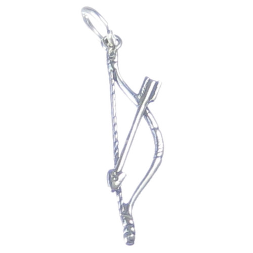 Bow and Arrow sterling silver charm .925 x 1 Archery Archer charms