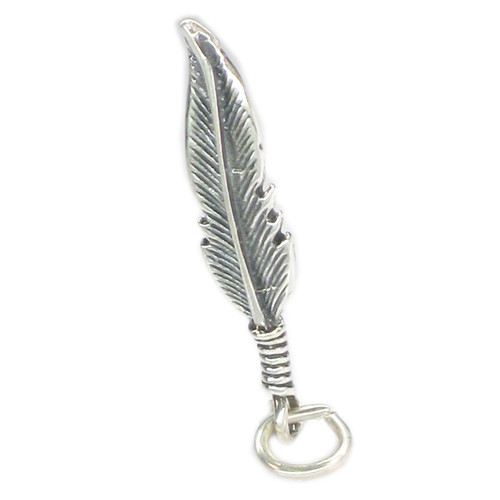 Feather 2D sterling silver charm .925 x 1 Feathers charms A1