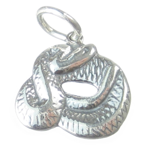 Coiled Snake 2D sterling silver charm .925 x 1 Snakes charms