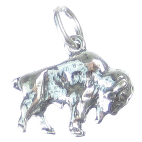 Buffalo sterling silver charm .925 x 1 Buffalos Bison charms
